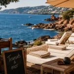 Plages privées theoule sur mer : transats et mer
