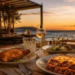 Dolce mourillon, terrasse italienne au Mourillon vue mer golden hour