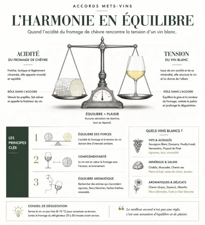 Infographie sur l'accord entre le vin et le fromage de chèvre
