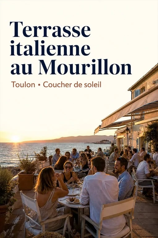 Dolce Mourillon : terrasse avec vue mer au coucher du soleil à Toulon