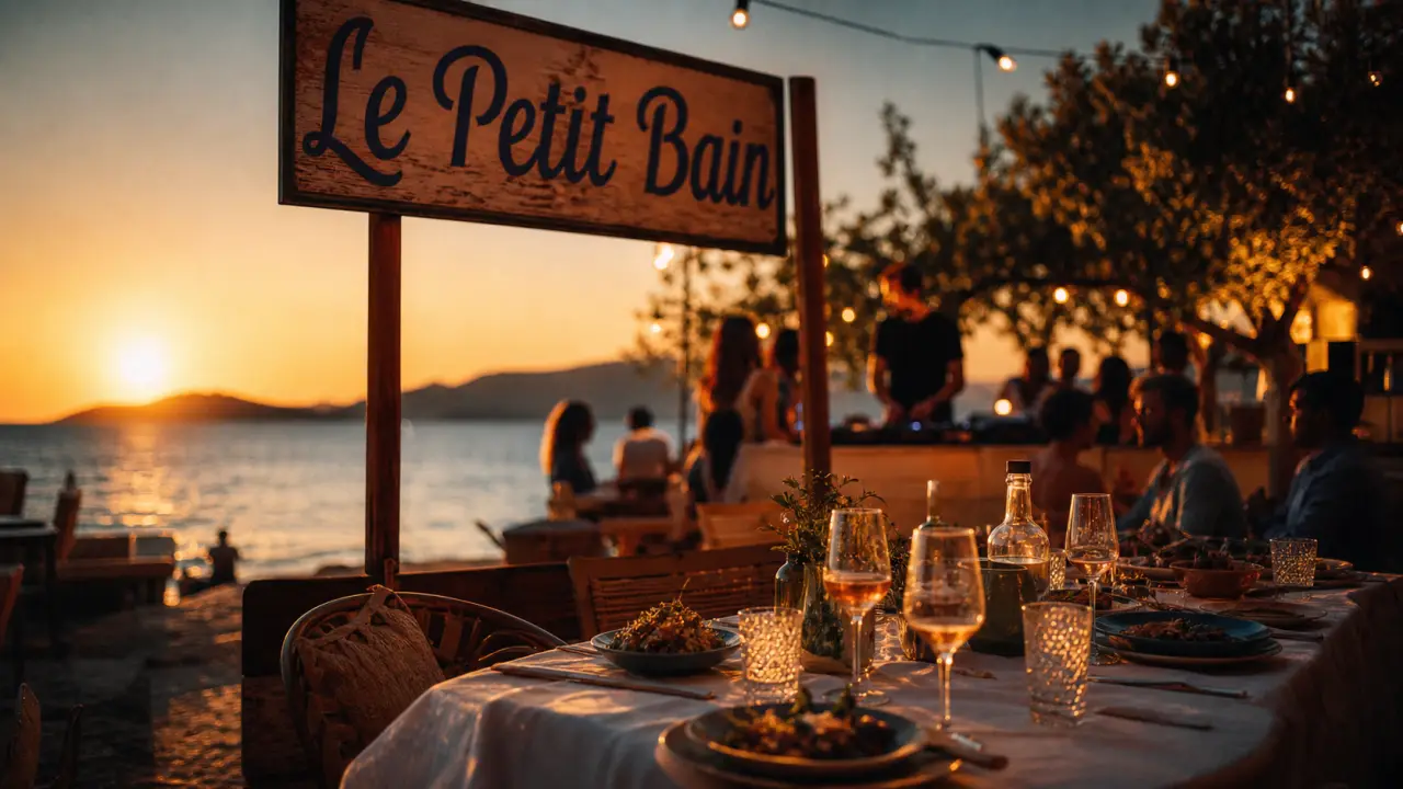 Le petit bain - restaurant festif hyères : terrasse pieds dans l’eau, vue îles d’Or