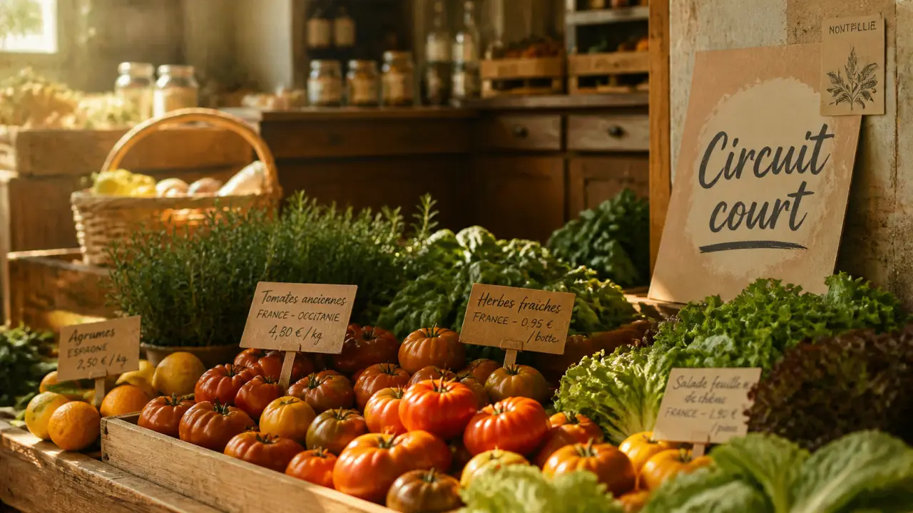 Primeur Montpellier : étal de fruits et légumes frais en circuit court