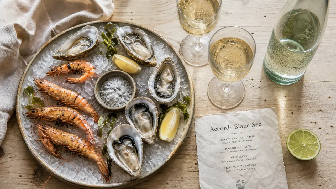 Vin blanc pour fruits de mer sec minéral, huîtres et citron