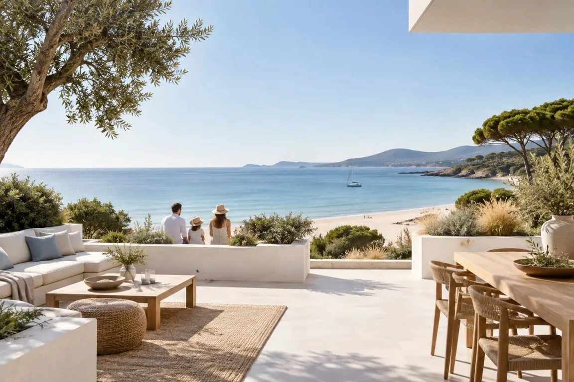 Location vacances bord de mer Méditerranée France avec terrasse face à la plage