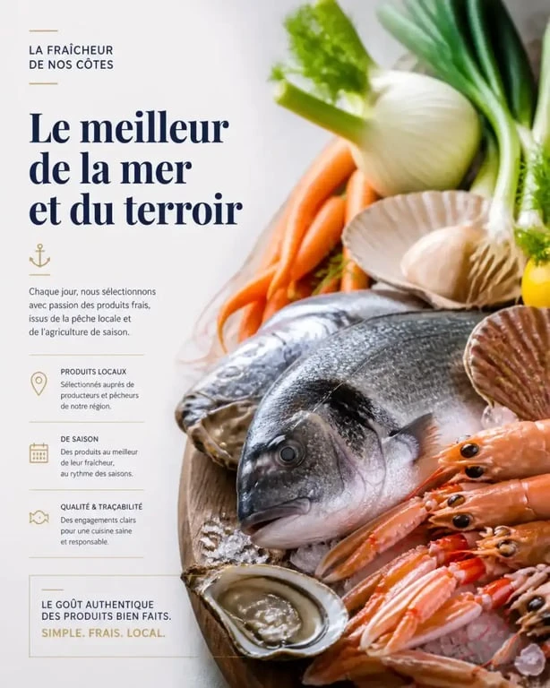 Produits frais locaux au Comptoir de Noé, cuisine de terroir