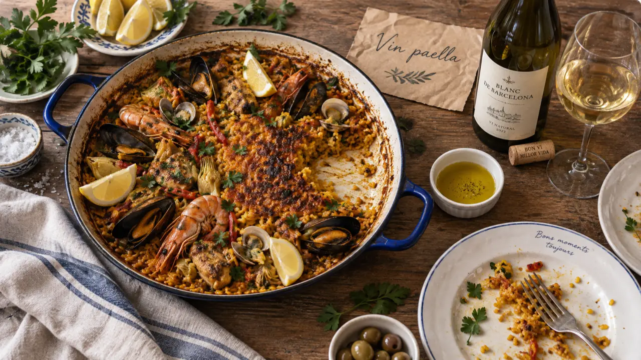 Quel vins avec paella : vin blanc sec, rosé structuré ou rouge souple avec paella