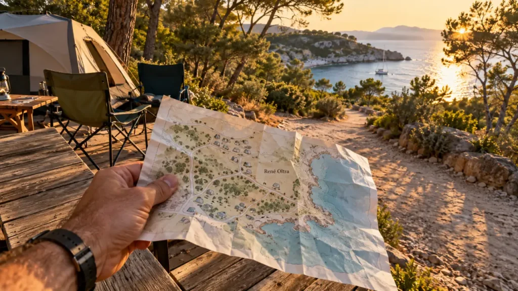 Camping naturiste cap d agde, plan du camping près d’une terrasse